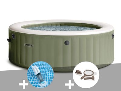 Kit spa gonflable Intex PureSpa rond Bulles 8 places + Aspirateur + Kit d'entretien