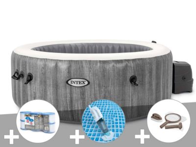 Kit spa gonflable Intex PureSpa Baltik rond Bulles 6 places + 6 filtres + Aspirateur + Kit d'entretien