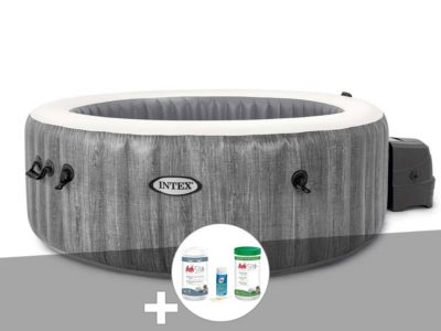 Kit spa gonflable Intex PureSpa Baltik rond Bulles 6 places + Kit de traitement brome