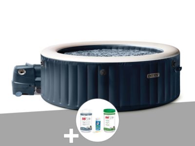 Kit spa gonflable Intex PureSpa rond Bulles 4 places + Kit de traitement brome