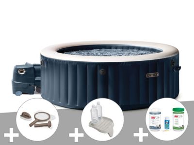 Kit spa gonflable Intex PureSpa rond Bulles 4 places + Kit d'entretien + Porteverre + Kit de traitement brome - vue 2