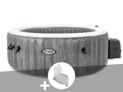 Kit spa gonflable Intex PureSpa Baltik rond Bulles 4 places + Porteverre