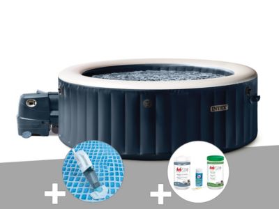 Kit spa gonflable Intex PureSpa rond Bulles 4 places + Aspirateur + Kit de traitement brome - vue 2