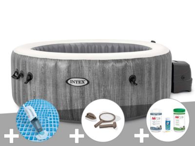 Kit spa gonflable Intex PureSpa Baltik rond Bulles 4 places + Aspirateur + Kit d'entretien + Kit de traitement brome