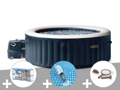 Kit spa gonflable Intex PureSpa rond Bulles 4 places + 6 filtres + Aspirateur + Kit d'entretien