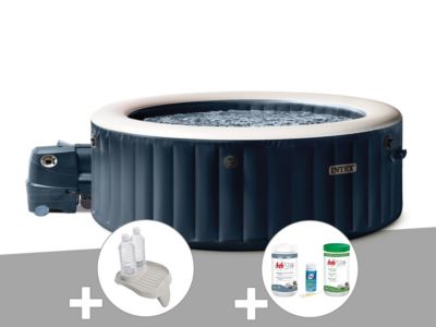 Kit spa gonflable Intex PureSpa rond Bulles 4 places + Porteverre + Kit de traitement brome - vue 2
