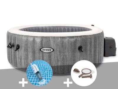 Kit spa gonflable Intex PureSpa Baltik rond Bulles 4 places + Aspirateur + Kit d'entretien