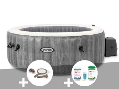 Kit spa gonflable Intex PureSpa Baltik rond Bulles 6 places + Kit d'entretien + Kit de traitement brome