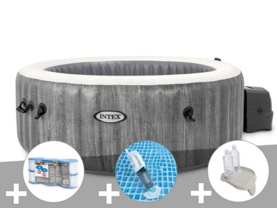 Kit spa gonflable Intex PureSpa Baltik rond Bulles 6 places + 6 filtres + Aspirateur + Porteverre