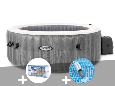 Kit spa gonflable Intex PureSpa Baltik rond Bulles 6 places + 6 filtres + Aspirateur