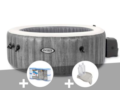 Kit spa gonflable Intex PureSpa Baltik rond Bulles 6 places + 6 filtres + Porteverre