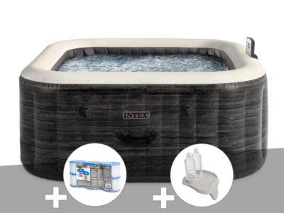 Kit spa gonflable Intex PureSpa carré Bulles 4 places + 6 filtres + Porteverre - vue 2