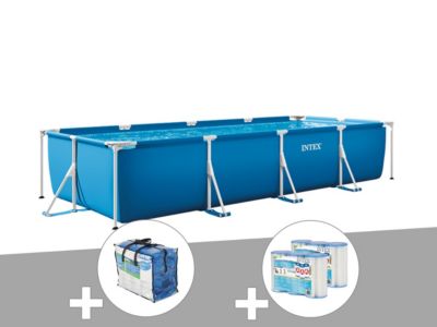 Kit piscine tubulaire rectangulaire 300 x 200 x 075 + Bâche à bulles + 6 cartouches Intex - vue 2