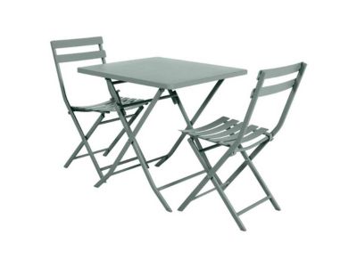 Hesperide Salon de jardin carré en métal Greensboro 70 x 70 cm Olive avec 2 chaise
