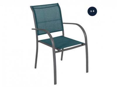 Hesperide Lot de 4 fauteuils de jardin en texaline Piazza Bleu Canard / Graphite