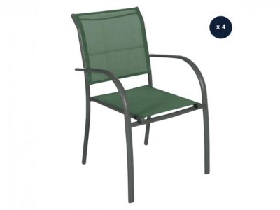 Hesperide Lot de 4 fauteuils de jardin en texaline Piazza Olive / Graphite