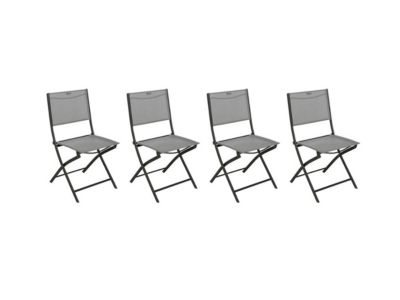 Hesperide Lot de 4 Chaises de jardin pliante métal Modula Galet / Graphite