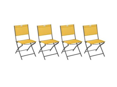 Hesperide Lot de 4 Chaises de jardin pliante métal Modula Moutarde/Graphite