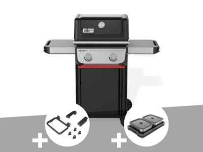 Barbecue à gaz Spirit E 210 + Set d'accessoires clipsables Weber Works + Kit de préparation et de service Weber - vue 1