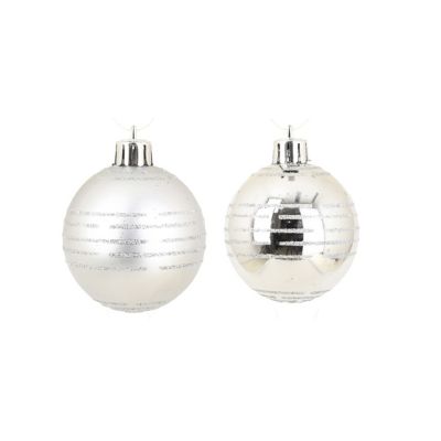 Eden Set de 8 boules de noël rayures Argent - vue 2