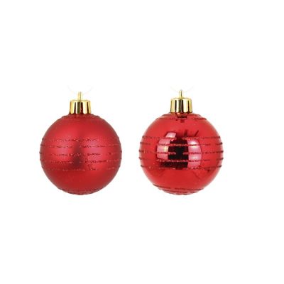 Eden Set de 8 boules de noël rayures Rouge - vue 2