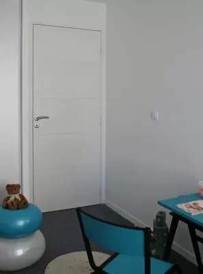 Porte coulissante Alvéolaire gravé prépeinte H.204 x l.93 cm