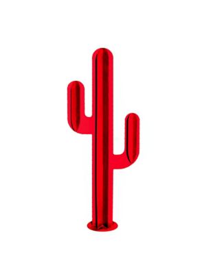 Cactus 3 branches décoratif rouge en métal H. 170 cm