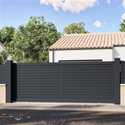 Portail coulissant en aluminium AZYR 3.56X1.39 9016