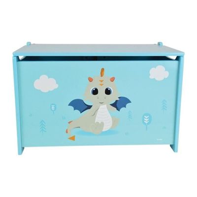 Coffre a jouets en bois LEON LE DRAGON - FUN HOUSE - 40 x 58 x 36 cm - Bleu
