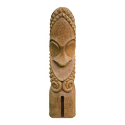 Totem Tiki Toa guerrier héro plante coco l.21 x H.100 cm