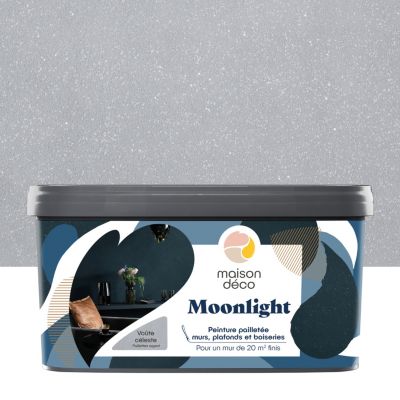 Peinture pailletée murs, plafonds et boiseries Moonlight Maison Déco voûte céleste 2L