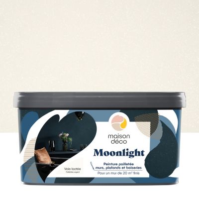 Peinture pailletée murs, plafonds et boiseries Moonlight Maison Déco voie lactée 2L