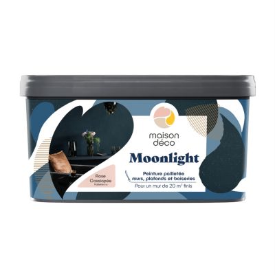 Peinture pailletée murs, plafonds et boiseries Moonlight Maison Déco rose cassiopée 2L