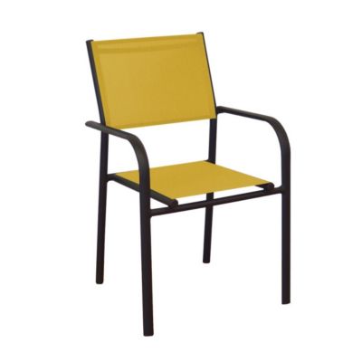 fauteuil de jardin en aluminium proloisirs duca graphite et jaune moutarde