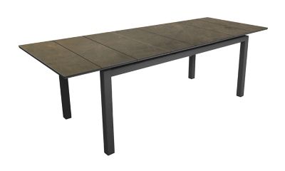 Table de jardin extensible Tahaa en aluminium coloris graphite et imitation bois L.180/240 x l.90 x H.74 cm