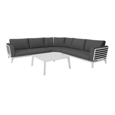 PROLOISIRS Salon d'angle de jardin Moss II alu avec coussins sunbrella set complet
