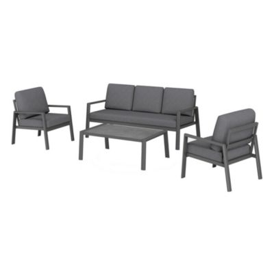 Ensemble salon de jardin PROLOISIRS Oceane II Aluminium 4 places Coussins déperlant