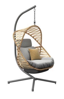 Fauteuil suspendu banana leaf en acier assise tressée