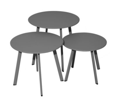 PROLOISIRS Lot 3 tables basses Massaï en acier diamètre 404550 cm