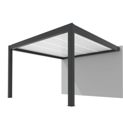 Pergola bioclimatique adossée motorisée Summer aluminium gris 4 x 4 m Proloisirs + LED intégré