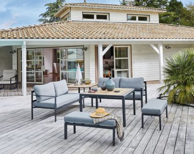 Salon bas de jardin Royan IV gris Proloisirs