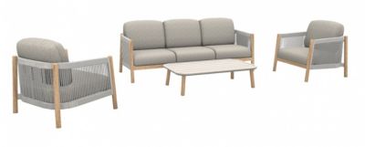 PROLOISIRS Set 4 pièces DERIVEUR Aluminium époxy Rope Heat 1 canapé + 2 fauteuils + 1 table basse