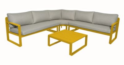 PROLOISIRS Set angle 1 canapé d'angle + 1 table basse MOJITO II Aluminium époxy Miel