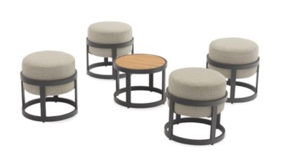 PROLOISIRS Set TOTEM 4 tabourets + 1 table Empilable Aluminium époxy / Teck