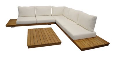 PROLOISIRS Set salon bas NEWCASTLE 1 canapé d'angle + 1 table basse Teck /