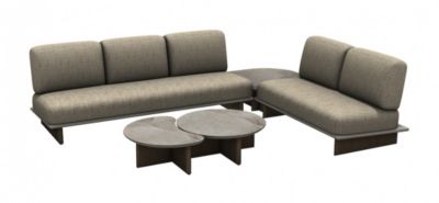 PROLOISIRS Set salon bas KETCH Set angle 3 places + 2 places + table basse Crème