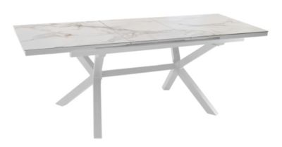 Table de jardin extensible Absolu blanc céramique Praline Proloisirs L.180/240 x l.100 x H.76 5 cm