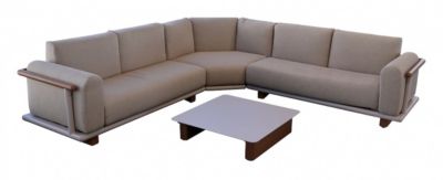 PROLOISIRS Set angle SIROCO 2 méridiennes + 1 angle + 1 table basse Crème Chine