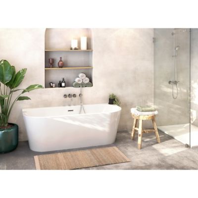 Baignoire îlot adossée murale blanche Tahiti 160x75 cm