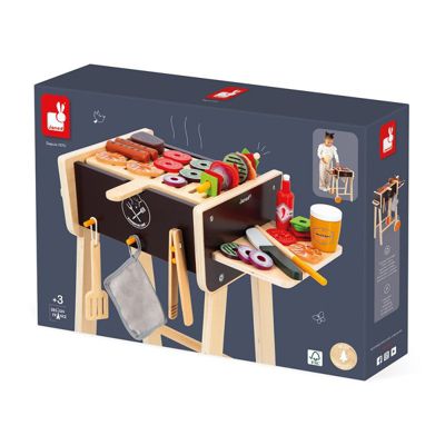 Janod - Jeu d eveil barbecue - Bois massif - Accessoires realistes - 18 mois et plus